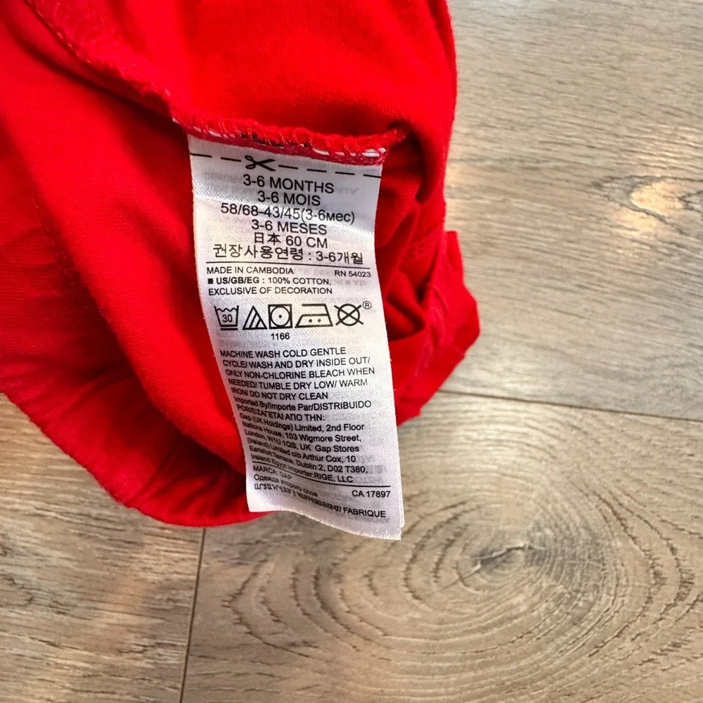 Gap Red‎ Baby Jogger Pants Drawstring Bear Logo Size 3-6 Months